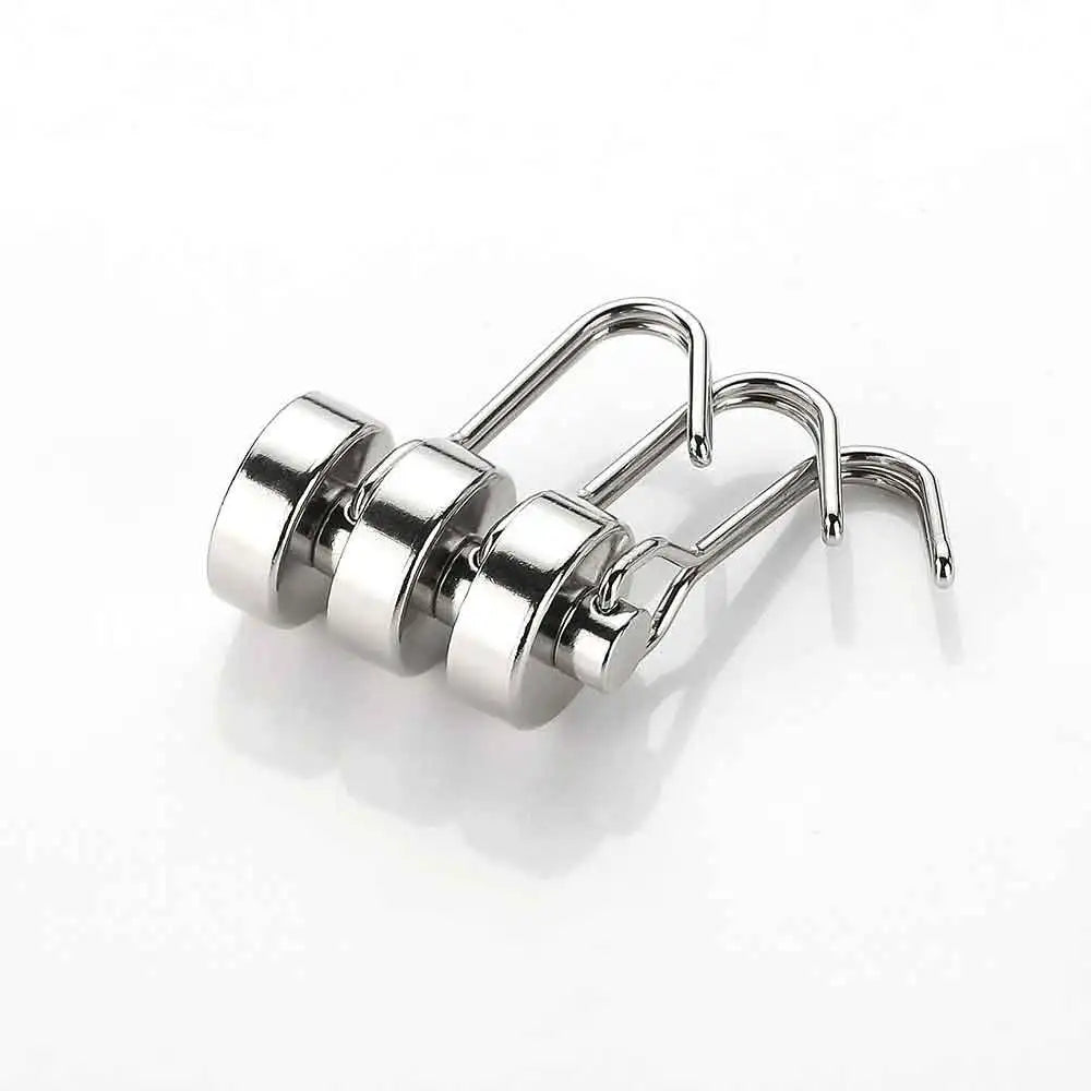 1/2/4/8Pcs Hook Kitchen Refrigerator Heavy Duty Magnetic Hooks Strong Neodymium Magnet Hook Black Silver Swivel Hanging Tools Quake