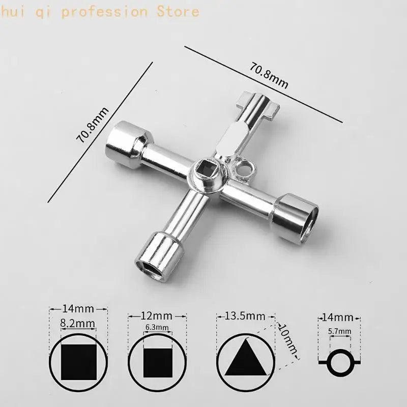 Triangular Tool Multifunctional 4 Way Triangle Wrench Professional for Train Electrical Elevator Cabinet H8WE Quake
