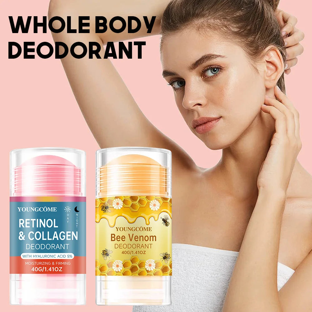 Retinol Collagen & Bee Venom Deodorant Lasting Armpit Deodorizer Effective Body Odor Removal Sweat Eliminator Underarm Odor Quake