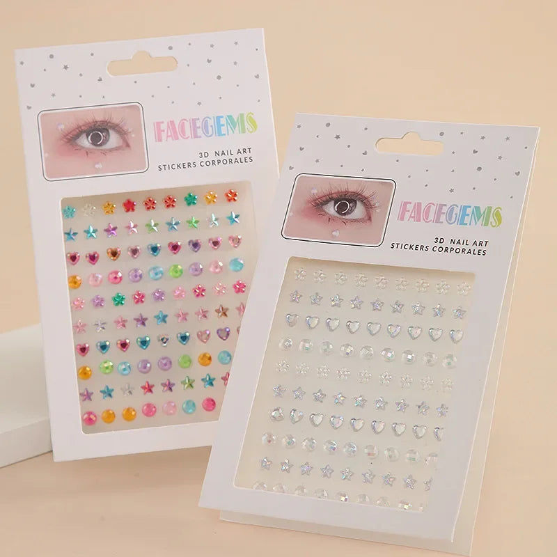 Love Star Drill Eyes Makeup Jewelry Crystal Rhinestones Tattoo Stickers DIY Face Eyes Eyebrow Tear Makeup Party Tattoo Stickers Quake