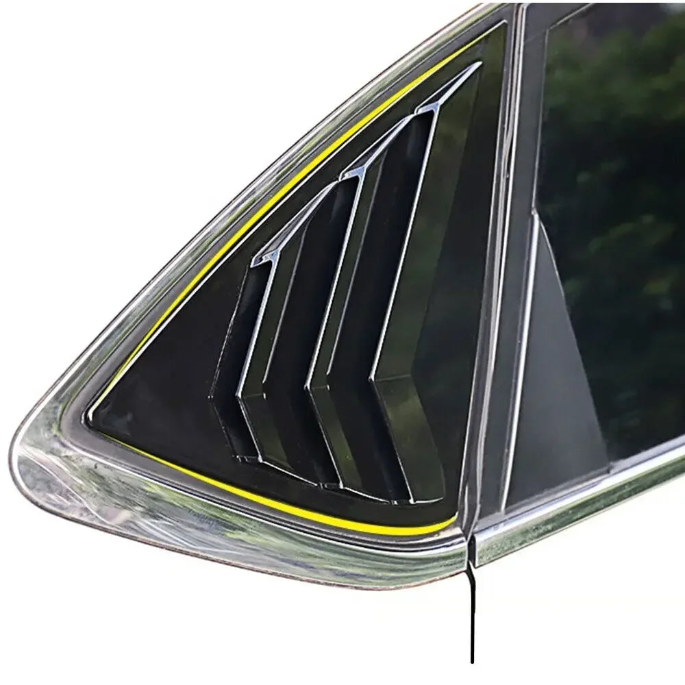 For Nissan Sentra Sedan 2013-2019 Car Rear Louver Window Side Shutter Cover Trim Sticker Vent Scoop ABS Carbon Fiber Gloss Black Quake