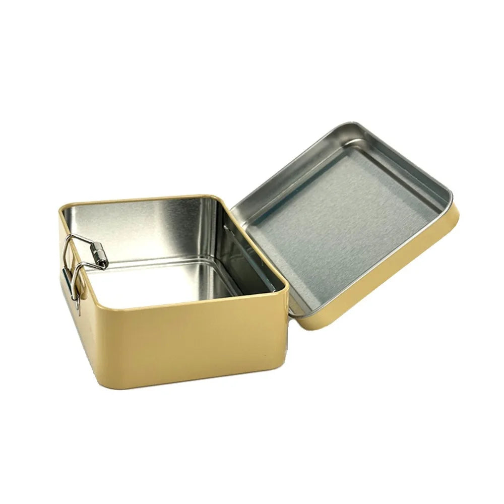 Flip Cover Buckle Iron Box Metal Solid Color Fishing Craft Storage Tin with Lid Durable Fishing Gear Storage Box Quake