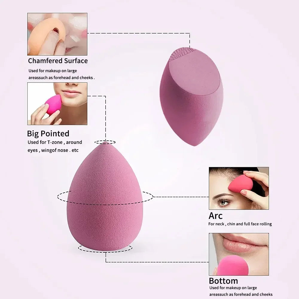 vvocci 4Pcs Beauty Makeup Sponge Set - Soft Cosmetic Blender Puffs for Liquid Foundation, Powder & Cream, Reusable Face Tools Quake