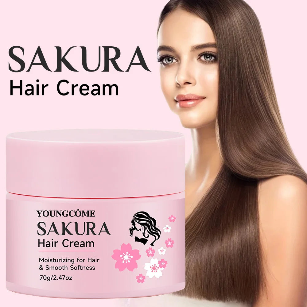 Cherry Blossom Flavor Hair Care Cream Hair Mask Improves Frizzy Tangled Hair Prevents Hair Breakage and Splitting 70g Quake