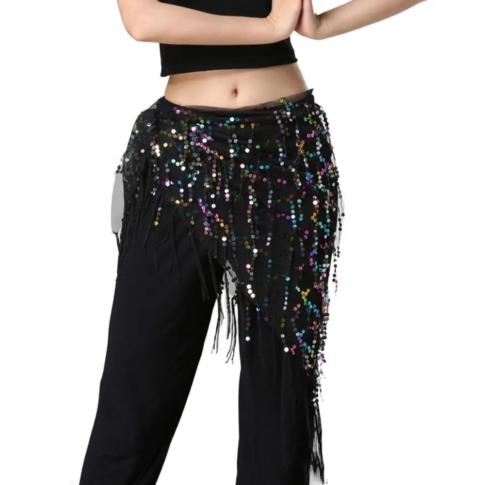 Women Show Costumes Tassels Dancer Skirt Hip Scarf Belly Dance Belt Waist Chain Quake Colours