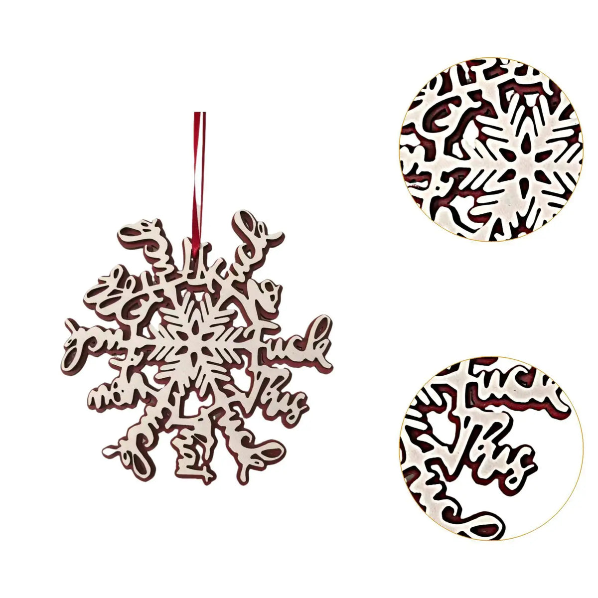 Snowflake Christmas Hanging Ornament Wooden Christmas Hanging Decoration Xmas Decor for Home Wedding Hotel Malls Restaurant Quake Default Title