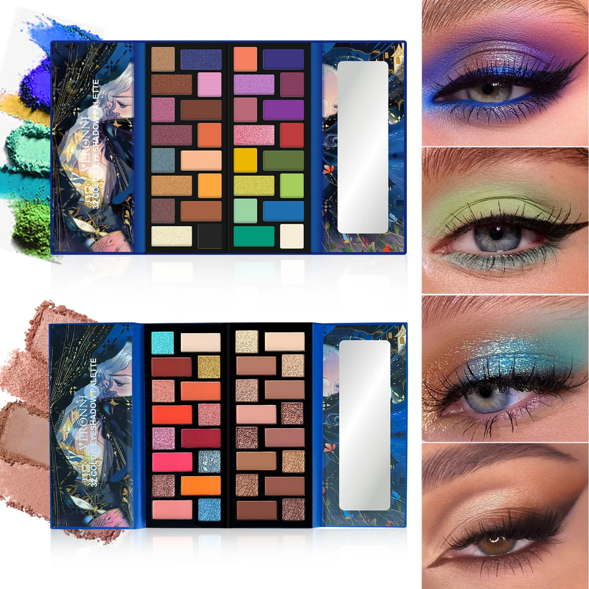 32 Color Eyeshadow Palette-Matte & Shimmer, Highly Pigmented,Vegan,Cruelty-Free, Professional Makeup Palette (Warm/Nude/Glitter) Quake