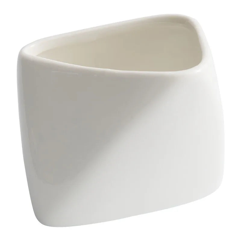 Angled Snack Cup for Fries and Appetizers Modern Tableware Ideal for Home and Restaurant Use White Ceramic Quake