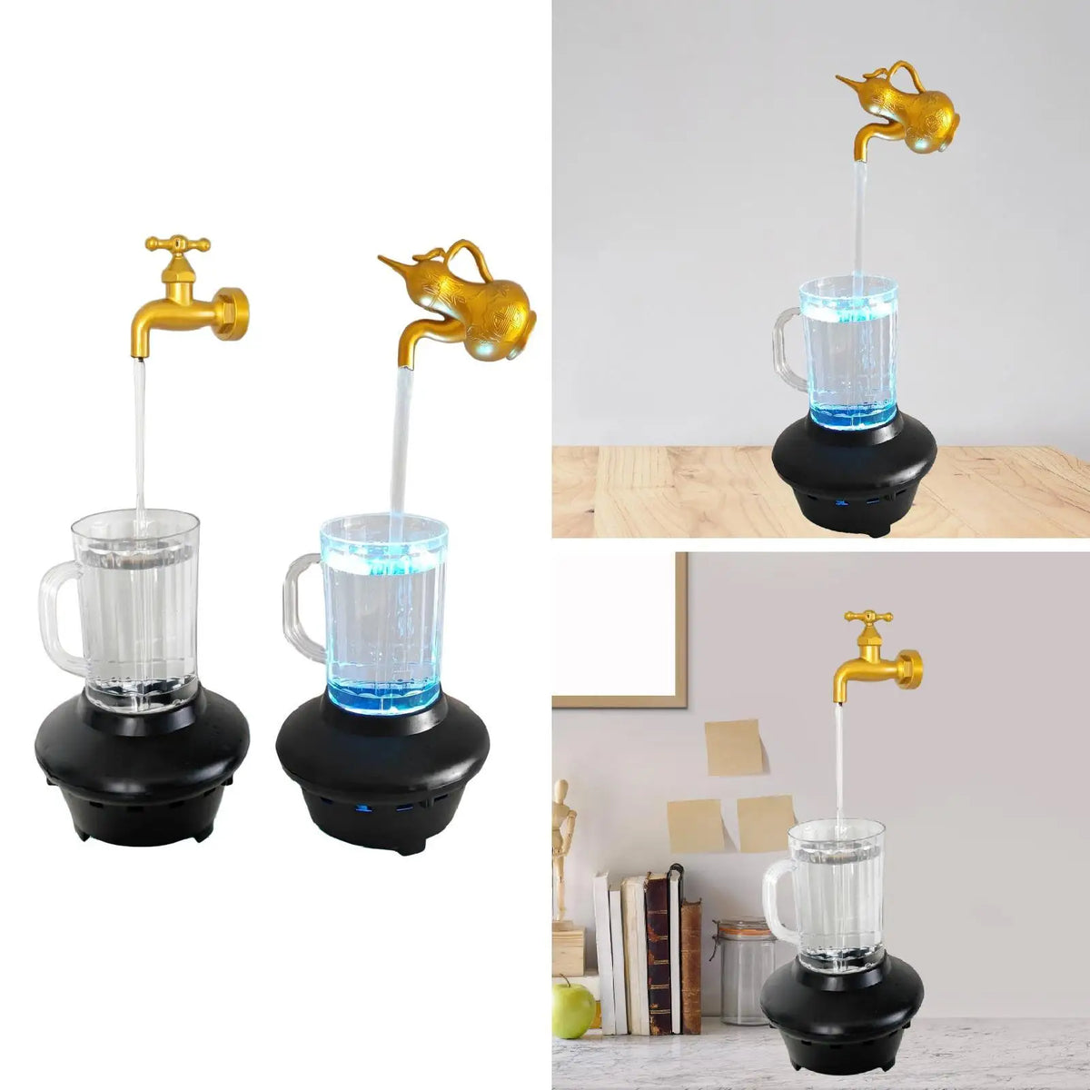 Tabletop Waterflow Decoration Waterfall Ornament Art Crafts with Colorful Light Quake