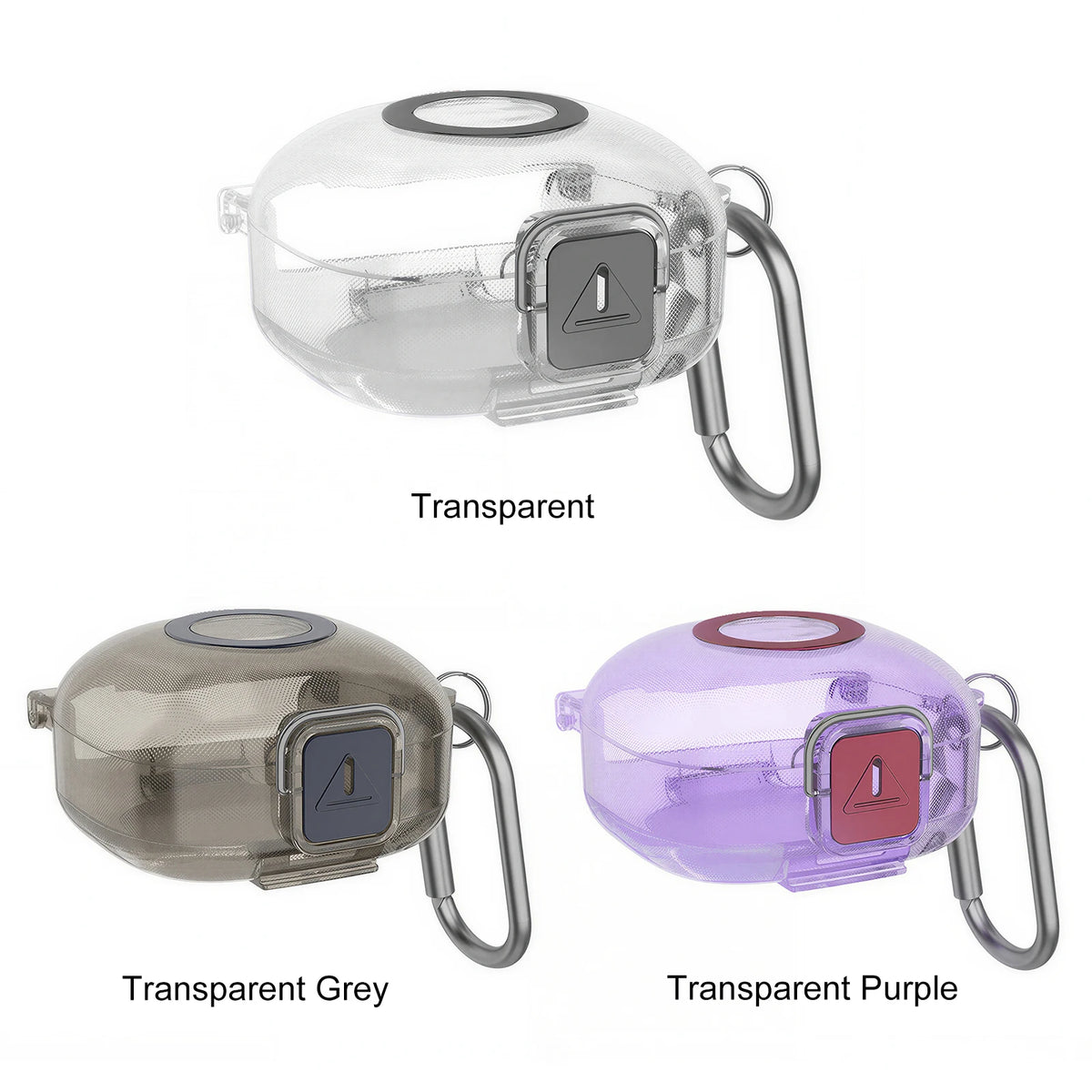 For Soundcore P40i Earbuds Case Transparent TPU Snap Buckle Dustproof Charging Box Cover Carabiner Clip Quake