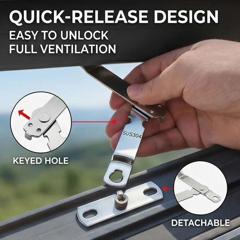 Stainless Steel Window Support Connection Limiter Window Hook Latches with Screws Adjustable Window Strut Limiter Safety Lock Quake