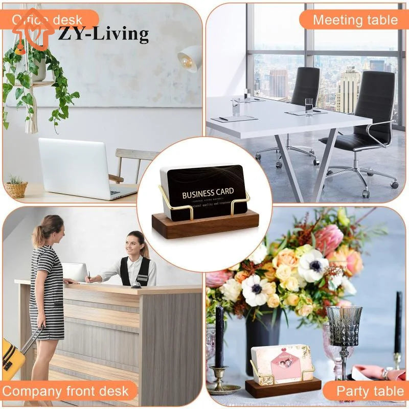 1Pcs Wooden Business Card Holder Organizer Office Desk Display Stand Tabletop Home Storage Accessories Quake