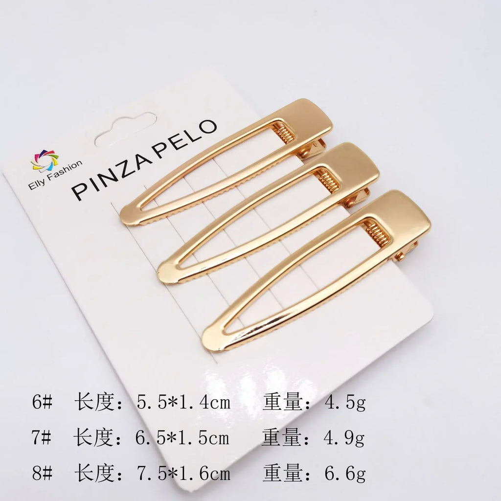 3pcs/set Korean Simple Metal Hairpins for Women Hollow Out Bangs Side Clip Gold Color Hairgrip Broken Hair Styling Accessories Quake NO.7
