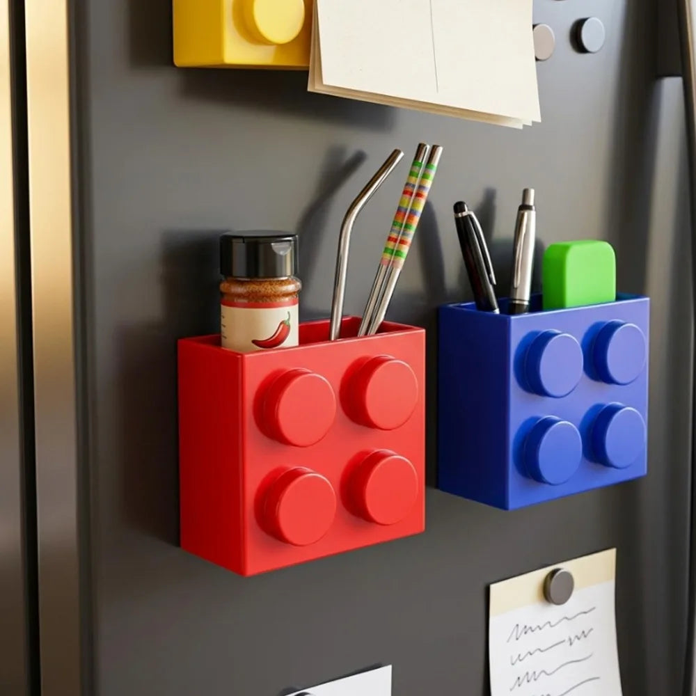 Building Blocks Magnetic Storage Holders Refrigerator Organizer Building Block Wall Mounted Racks Home Kitchen Creative Decor Quake