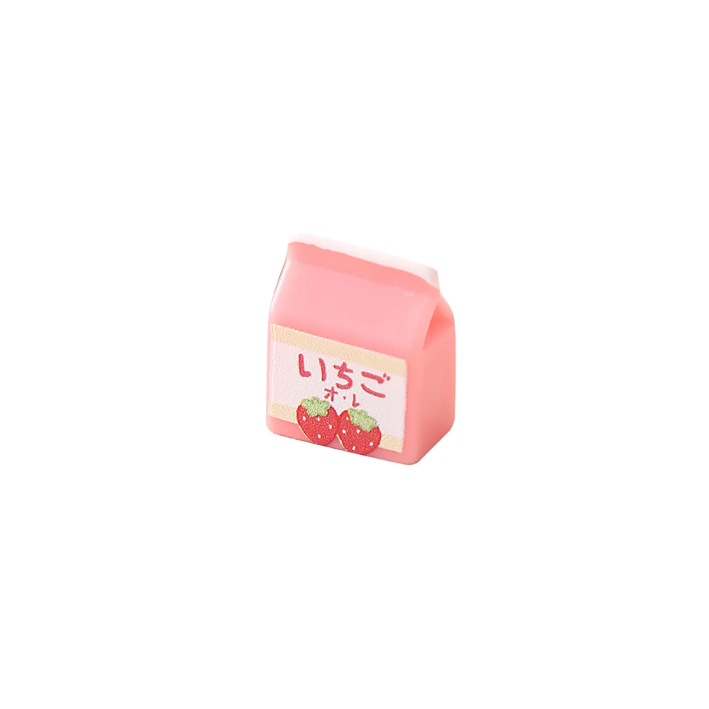 20pcs Simulation Food Play Miniature Flatback Resin Cabochon Strawberry Milk Boxed Fruit Milk Drinks For Dollhouse Kitchen Toys Quake