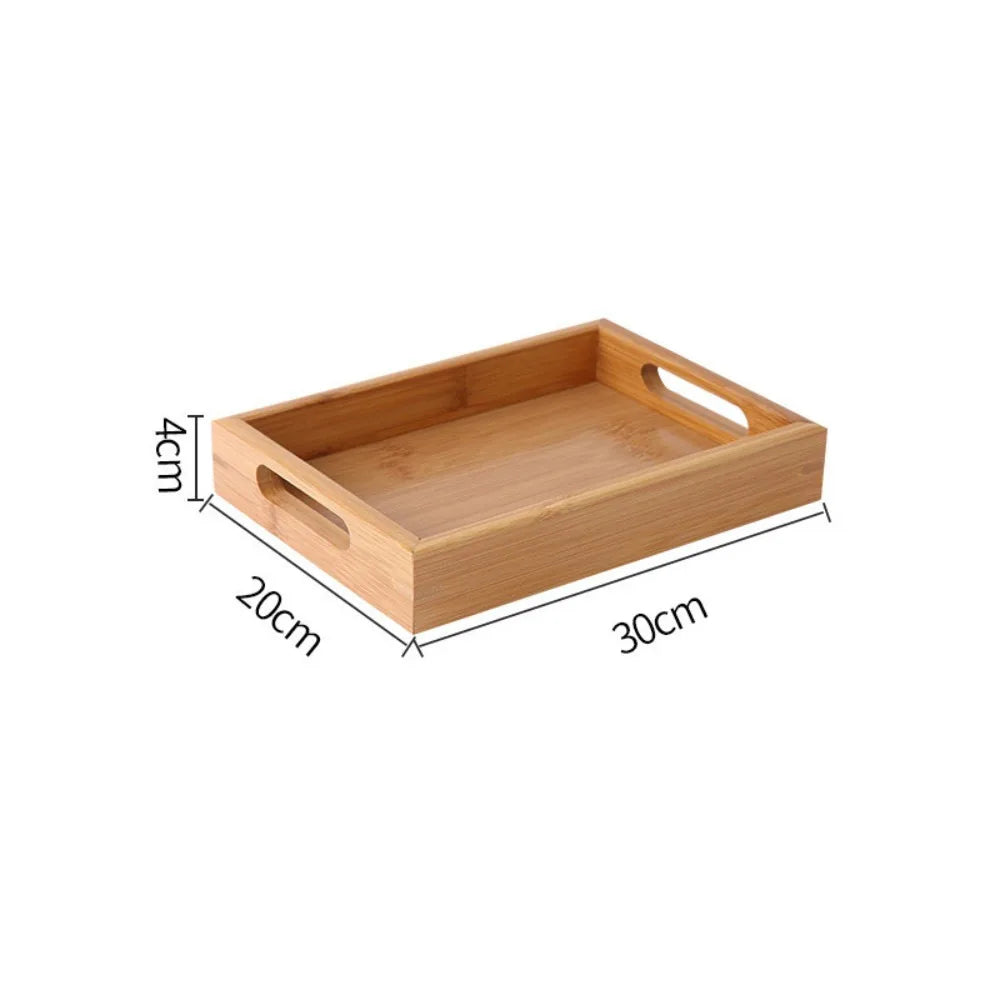 New Rectangular Storage Tray household Solid Wood Tea Tray Bamboo Water Cup Plate Home Living Room Quake 30-20-4cm