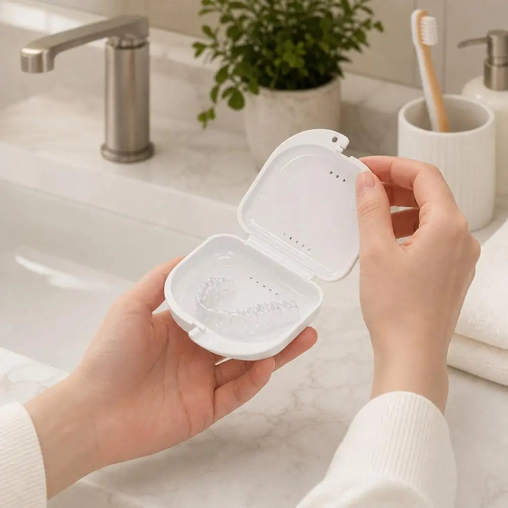 Denture Box Denture Tray Box Orthodontic Braces Protective Cover Ventilation Hole Denture Box Quake
