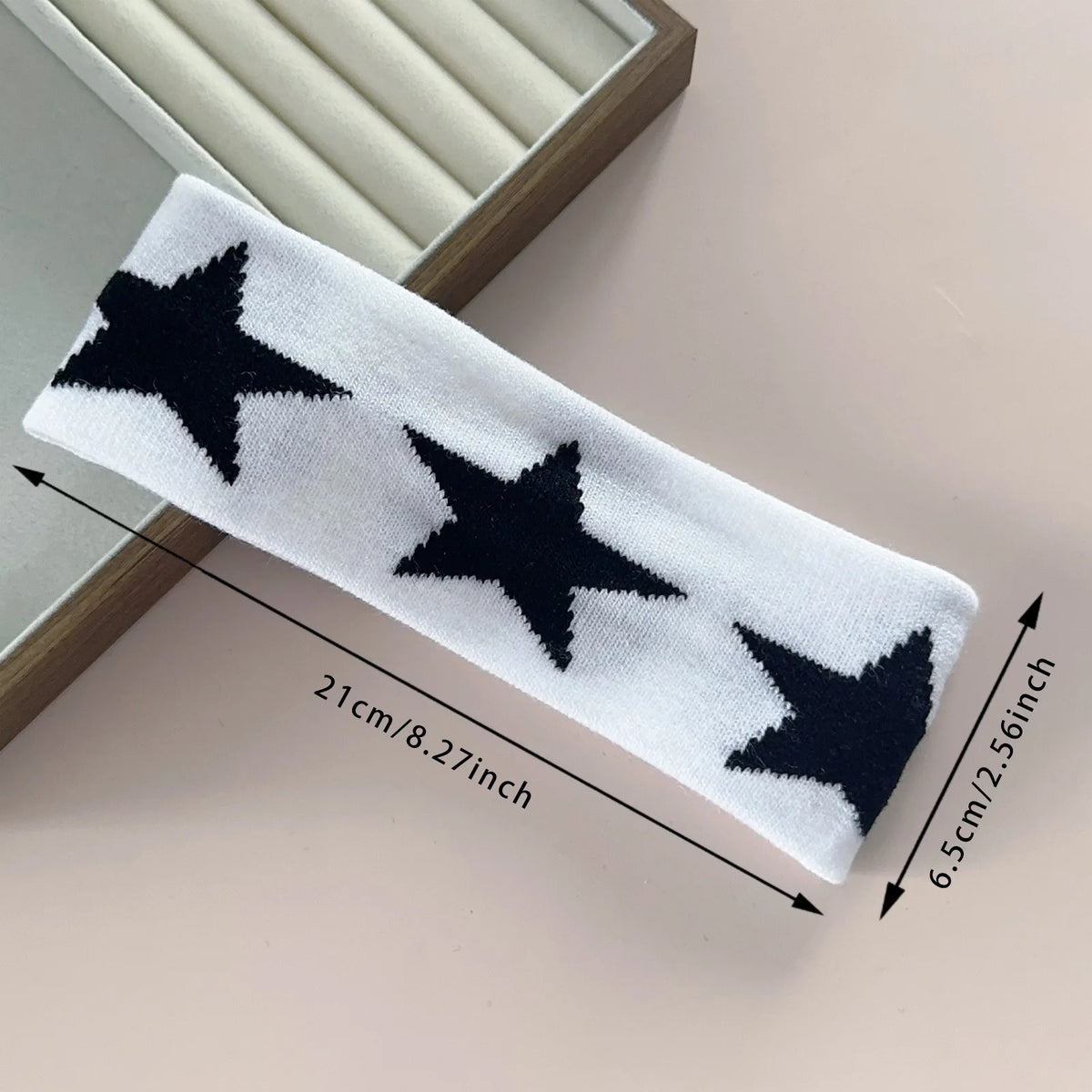 Street Style Personalized Star and Moon Headband Knitted Breathable Butterfly Embroidery Head Scarf for Running Yoga and Sports Quake star white
