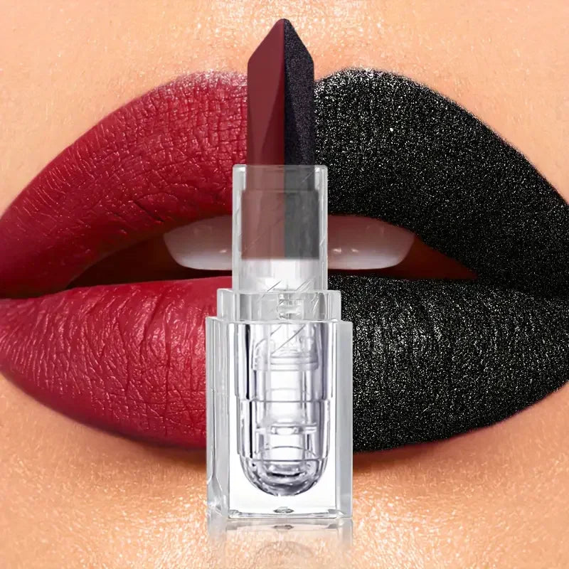 Soft Matte Two-Tone 2-in-1 Lipstick Long-Lasting Glitter and Matte Lipstick Lip Gloss is Not Easy to Fade.Perfect Romantic Lip G Quake