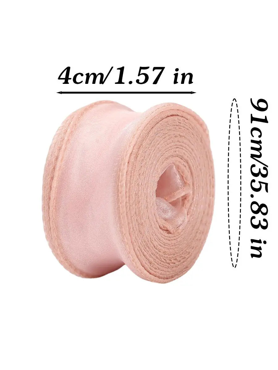 6/1Roll Multi-purpose Silk Ribbon 91*4cm Satin Ribbon Organza Ribbon for Gift Wrapping Handmade Wedding Birthday Party Decor Bow Quake Pink 1Roll