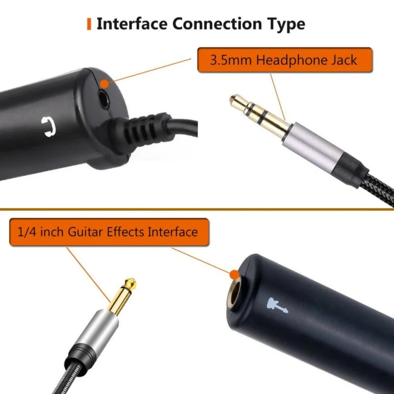 2PCS Guitar Interface I-Rig Converter Replacement Guitar for Phone Guitar Audio Interface Guitar Tuner Guitar Line Converter Quake