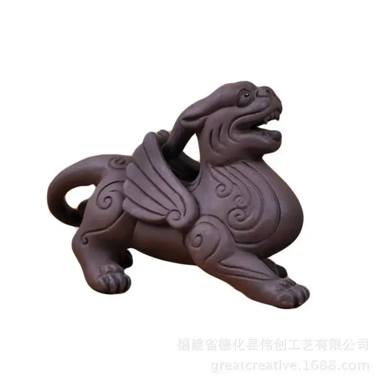 Yixing Purple Clay Tea Pet Purple Clay Flying Apsaras Pixiu Purple Clay Sculpture Ornaments All Store Mixed Batch Quake Flying Pixiu large