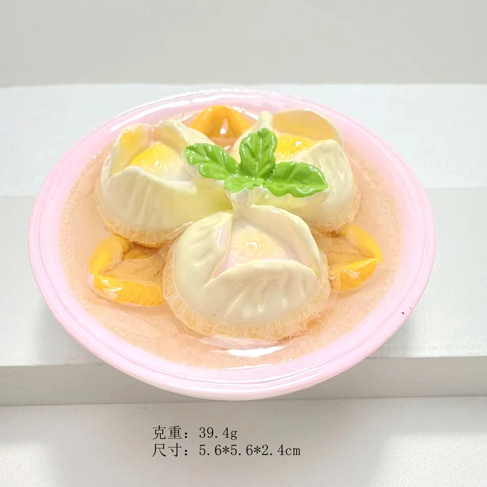 5Pcs Large Miniature Sweet Cake Dessert Noodle Resin Cabochon Fake Food for Decor Making Accessories DIY Dollhouse Kichen Play Quake No.10