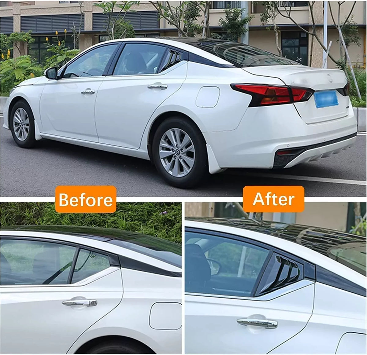 For Nissan Altima 2019 2020 2021 Car Rear Louver Window Side Shutter Cover Trim Sticker Vent Scoop ABS Carbon Fiber Accessories Quake