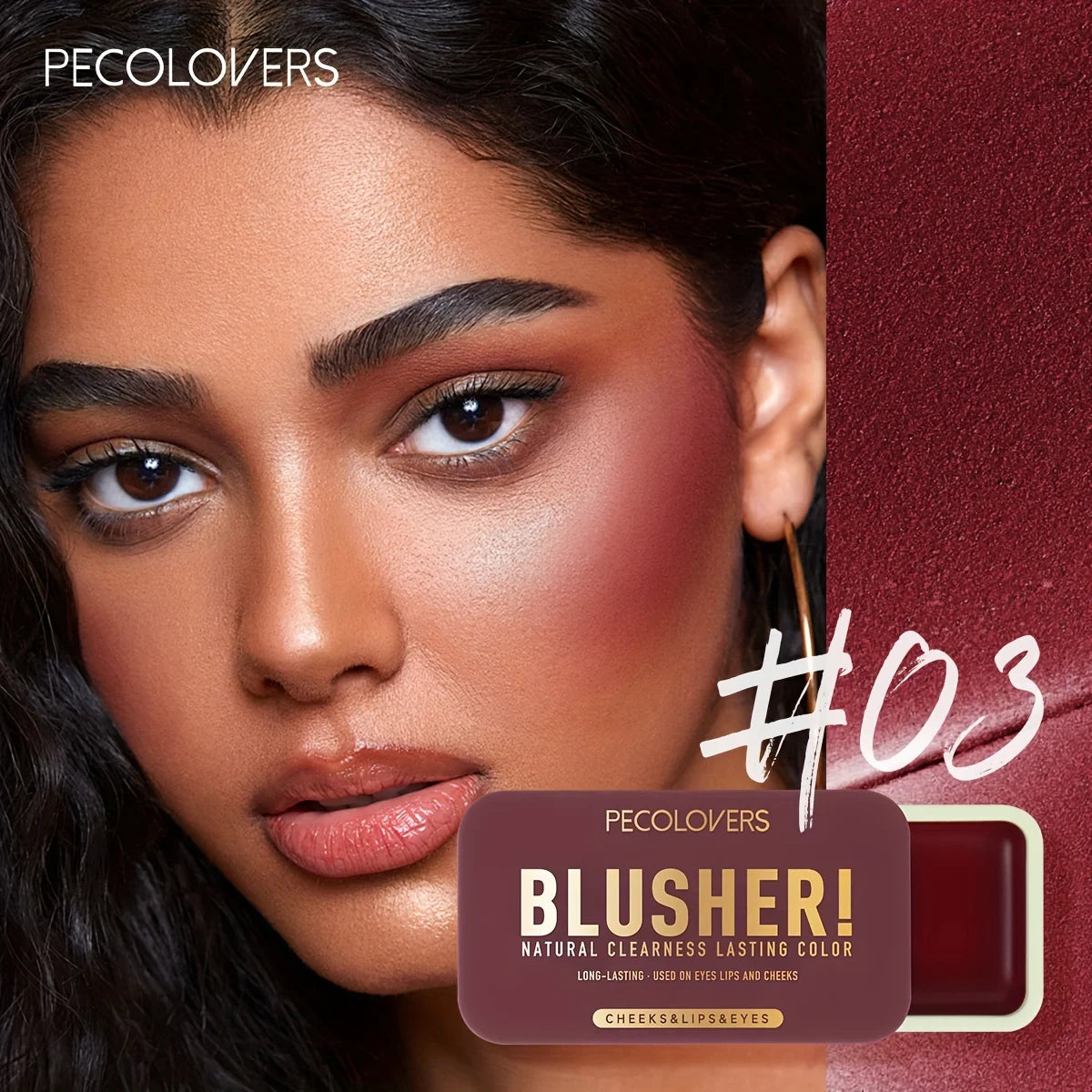 PECOLOVERS Waterproof Blush Cream - Long-Lasting, High Pigmentation for All Skin Tones, Natural Cheek & Face Rouge Quake 03