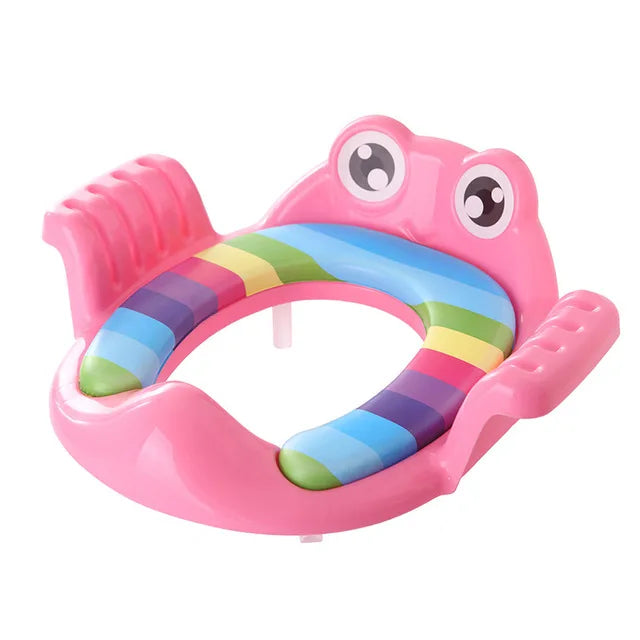 Baby cartoon cute toilet Child Potty Toilet Trainer Seat Step Stool Ladder Adjustable Training Chair comfortable seat for childr Quake A65 Pink
