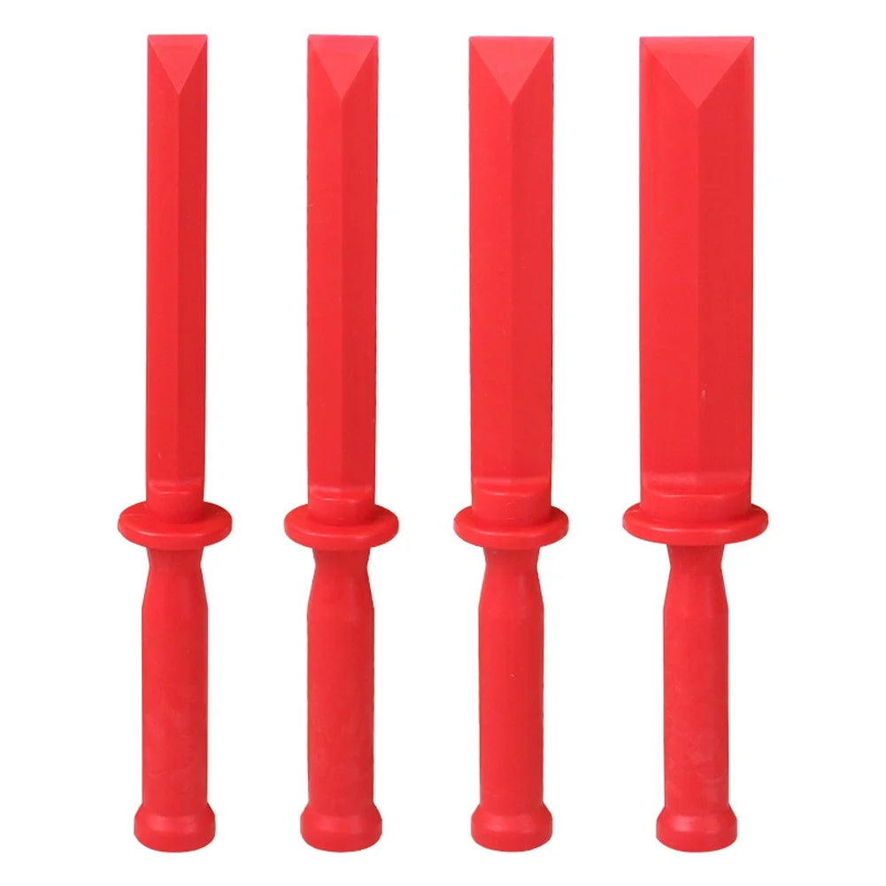 Set of Four Nylon Tire Balance Weight Scraper Tools with Non Slip Handles and Blade Sizes for Wheel Rim Application Quake