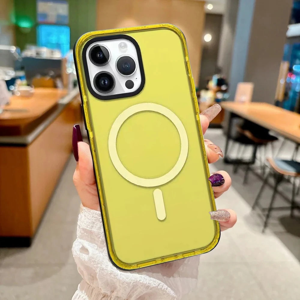 Candy Color Plain Transparent Magnetic Phone Case Cover for IPhone 14 15 16 17 18 Pro Max Case Quake