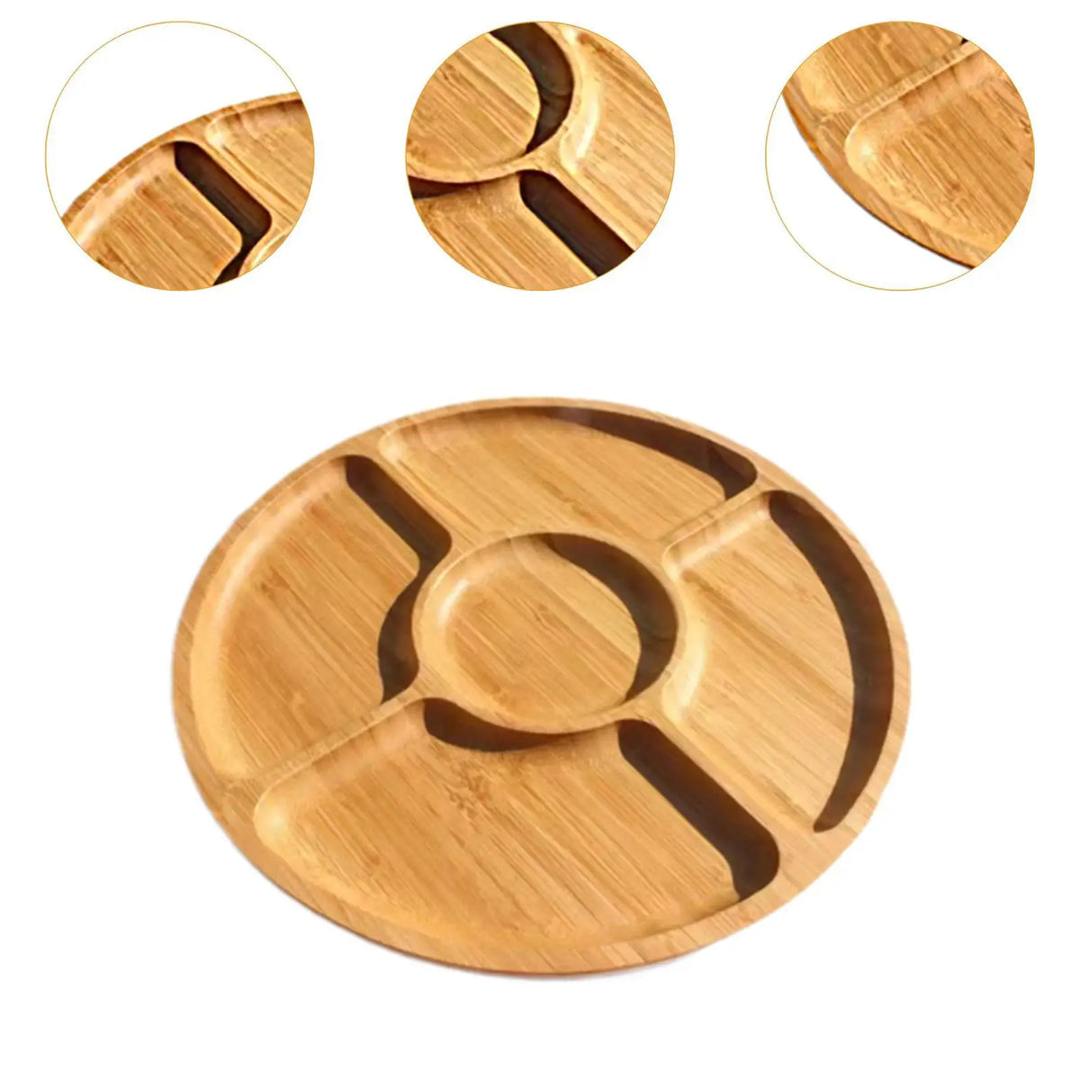 Wood Serving Tray Portion Control Plate 9.45inch Rustic Round Sandwich Appetizer Quake