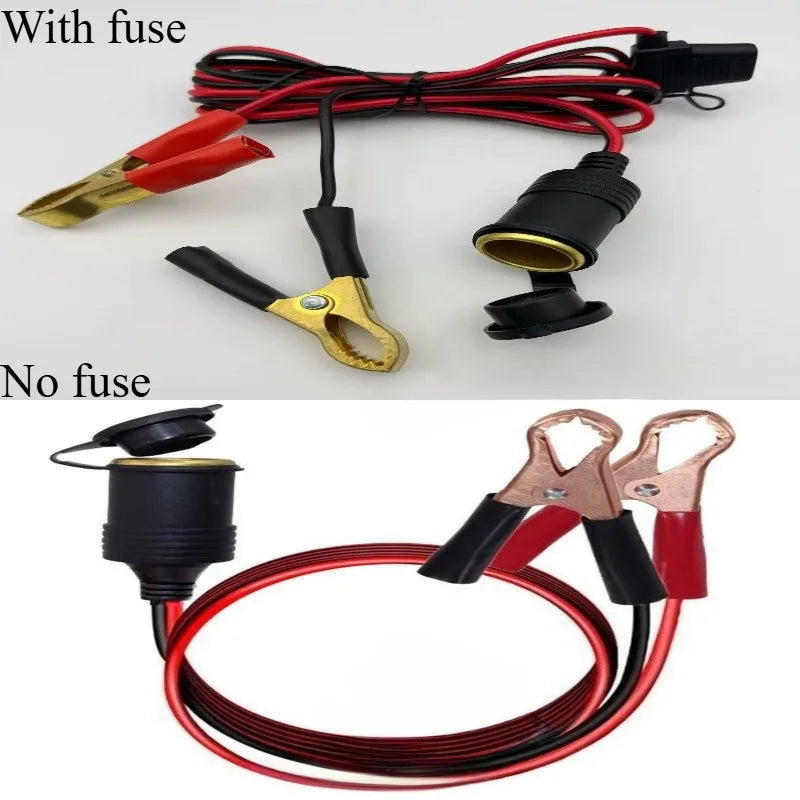 12AWG Alligator Clip Battery Terminal Adapter Convert to Cigarette Lighter Female Socket Car Auto Power Supply Extension Cable Quake