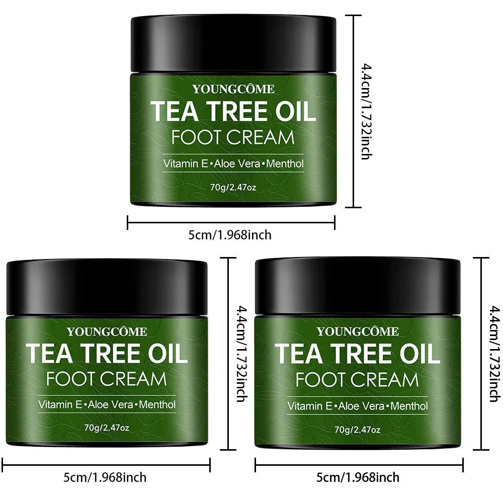 Tea Tree Oil Foot Cream Improves Skin Roughness Softens Cracked Feet Exfoliating Foot Care Solution Moisturization Quake 70g 3pcs