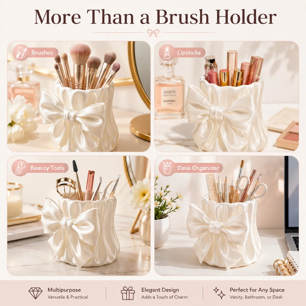 3D-Printed Makeup Brush Organizer, Suitable for Desktop Storage of Cosmetics, Eyebrow Pencils, and Lipsticks. Quake