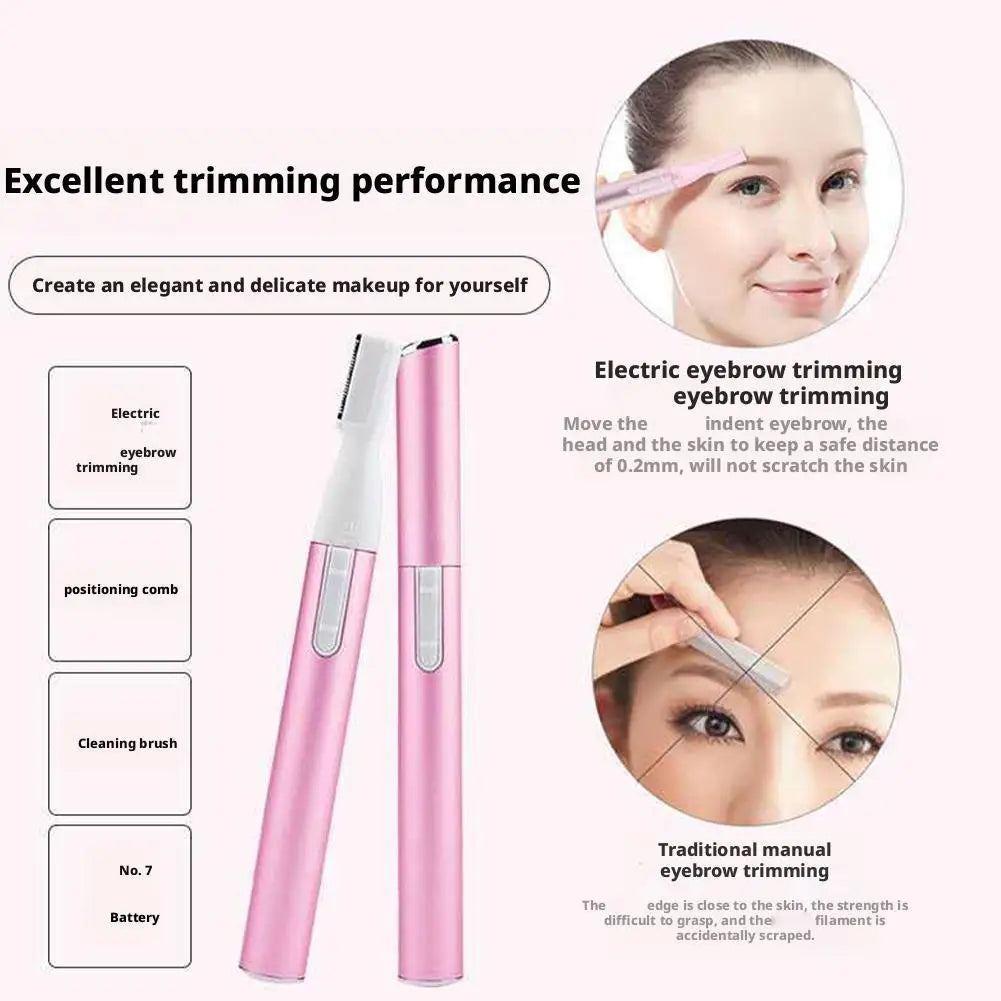 All-in-1 Facial Hair Trimmer with Rinseable Blades for Women, Battery-Powered for Eyebrows, Face Hair, Nose, Ear, Light Grooming Quake