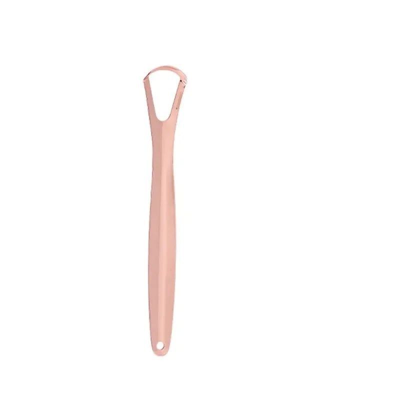 vvocci Reusable Stainless Steel Tongue Scraper – 1 Pack Oral Hygiene Tool for Fresh Breath & Coated Tongue Cleaning Quake M61 Rose Gold