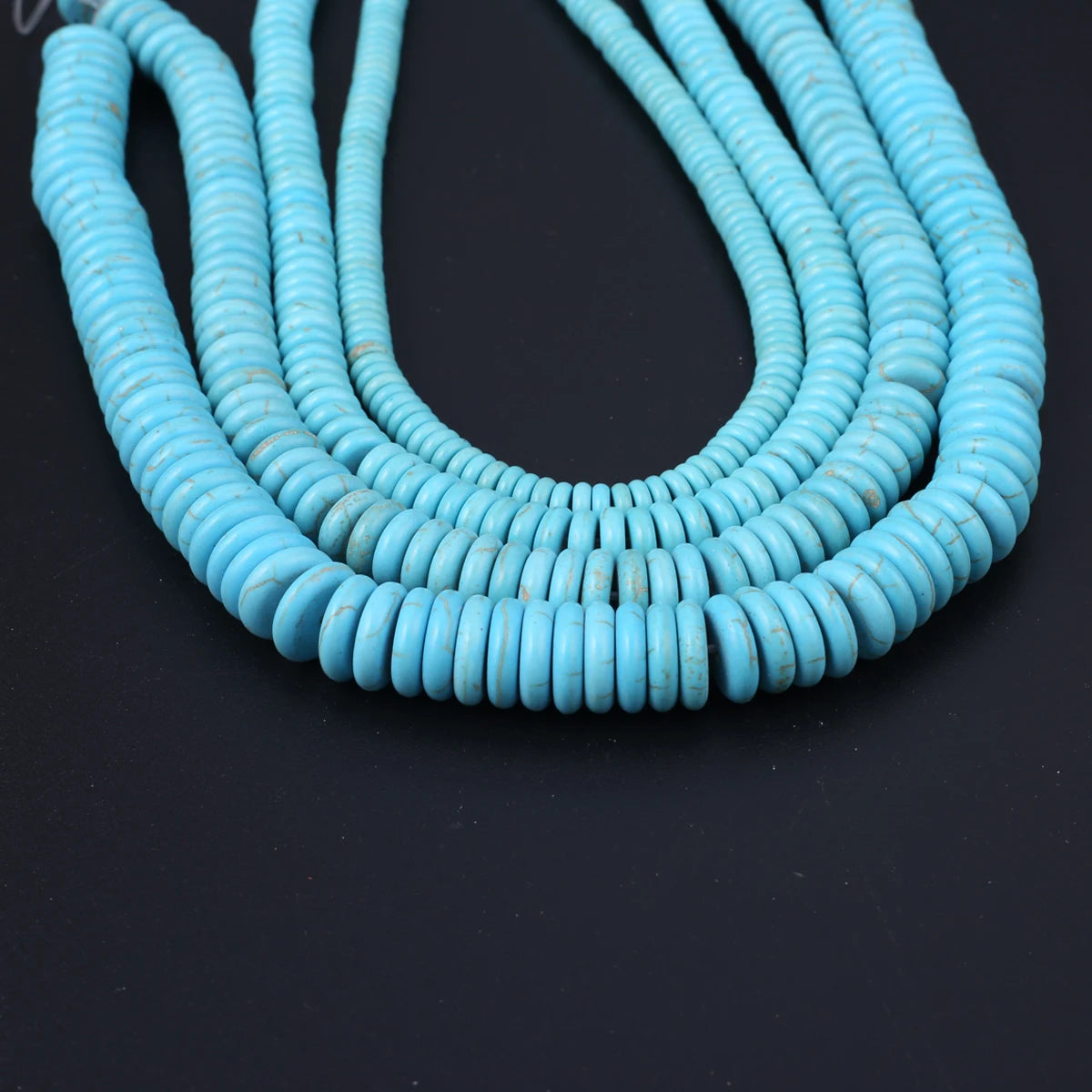 Natural Stone Gemstone Turquoise Clasp Beaded Bracelet Necklace Couple Exquisite Gift for Jewelry Making DIY Necklace Accessory Quake Blue 2x6mm
