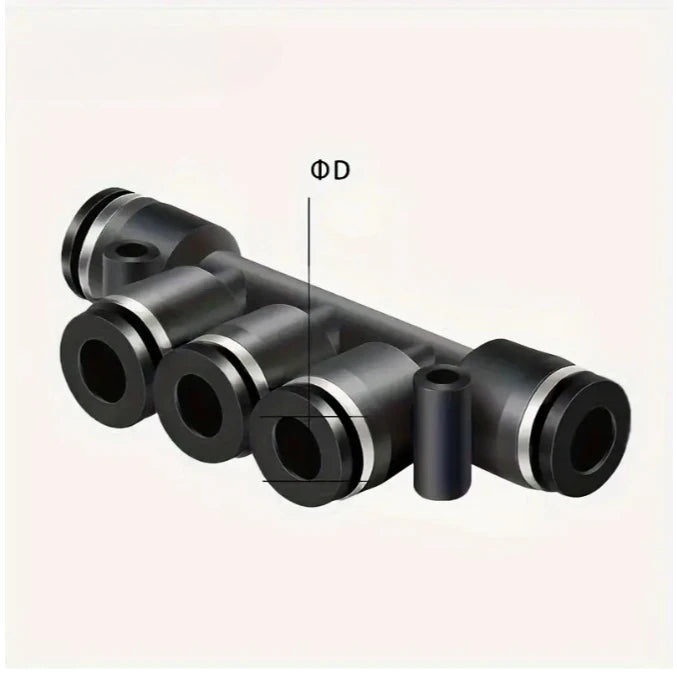 1Pcs PK Pneumatic tubing fittings: plastic push-in PK4, PK6, PK8, five-way outer diameter, PK10, PK12 Quake BLACK PK-10