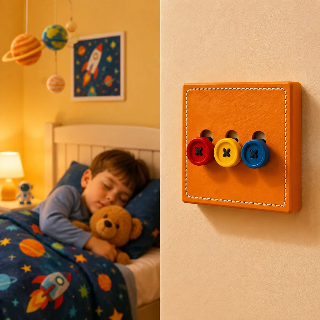 Cute Button Decorative Switch Cover Sticker, Single/Double/Triple Gang Wall Switch Protector, DIY Bedroom Living Room Decor Quake