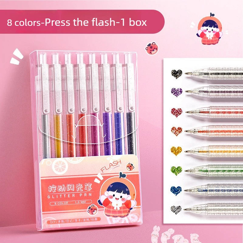 8 /24 Colors Color Press Flow Light Color Changing Fluorescent Pen Quick Drying Student Hand Account Marking Pen Quake 8 colors