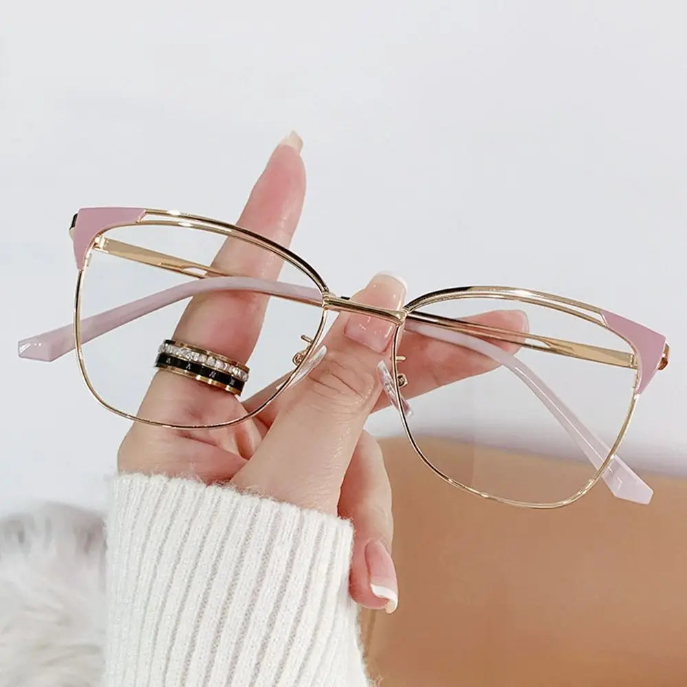 Trendy Office Anti Blue Light Glasses Women Fashion Retro Cat Eye Optical Eyeglasses Blue Rays Blocking Eye Protection Eyewear Quake Pink