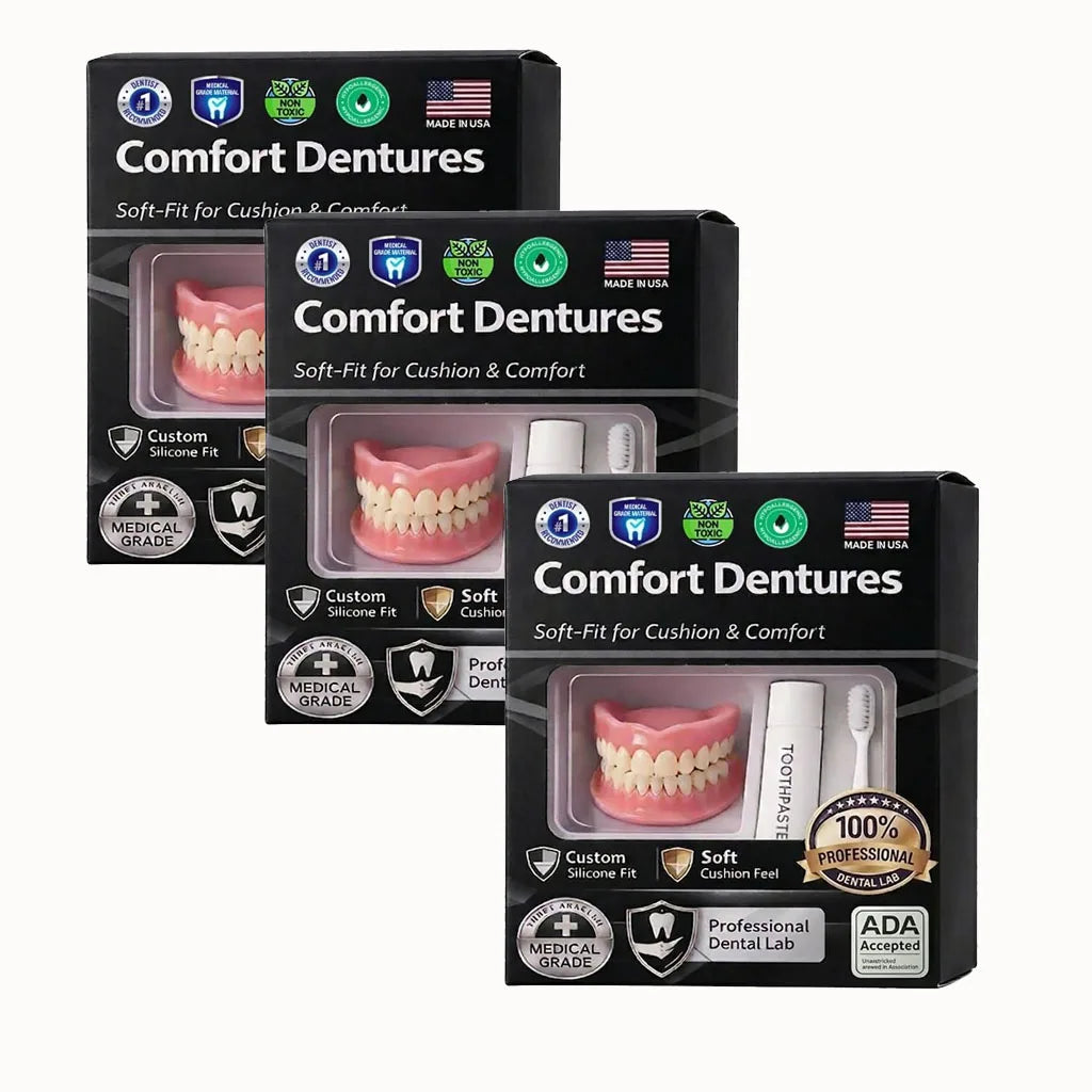 Silicone Fake Teeth Braces Immediate Dentures Comfort Fit Natural Instant Confidence Smile Oral Care for Edentulous Adults Quake 3sets