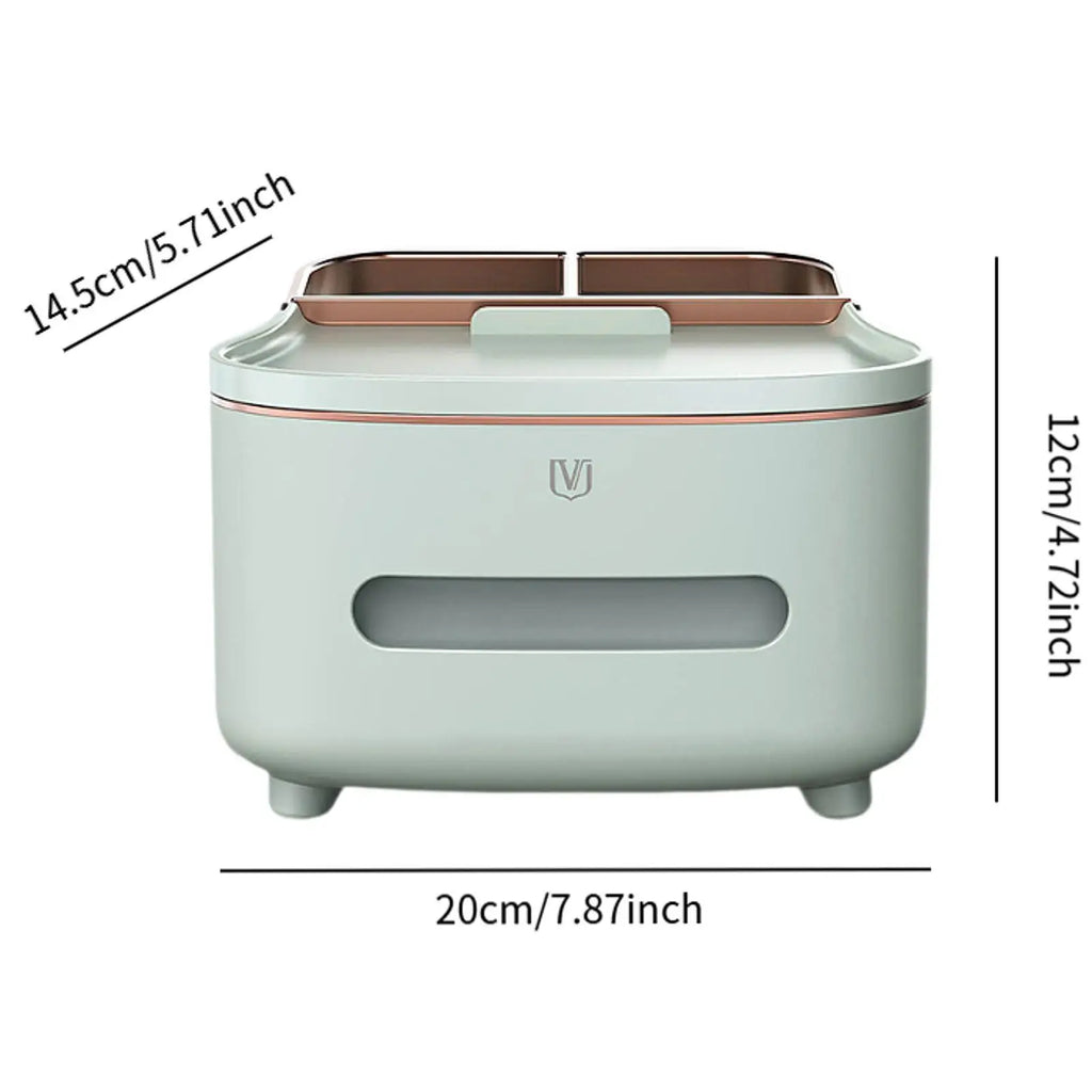 Tissue Box Cover with Remote Holder Stationery Tissue Storage Box Organizer for Kitchen Restroom Bedroom Restaurant Hotel Quake
