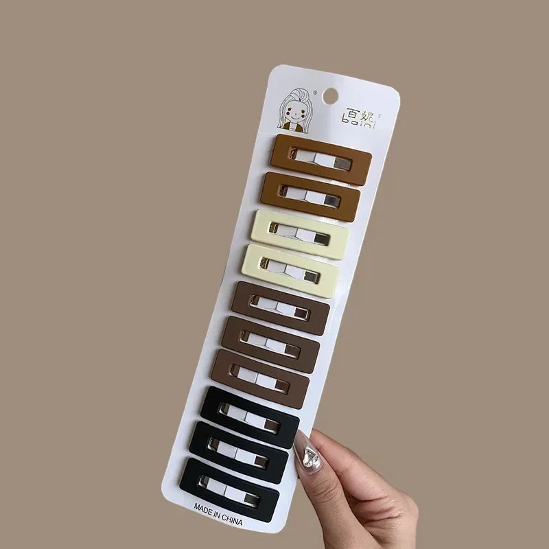 Women's BB Hair Clips Milk White Coffee Bangs Side Scrunchies Hairpins Broken Hair Fixed Clip Back Head Clips Headwear 10pcs/set Quake lkfx