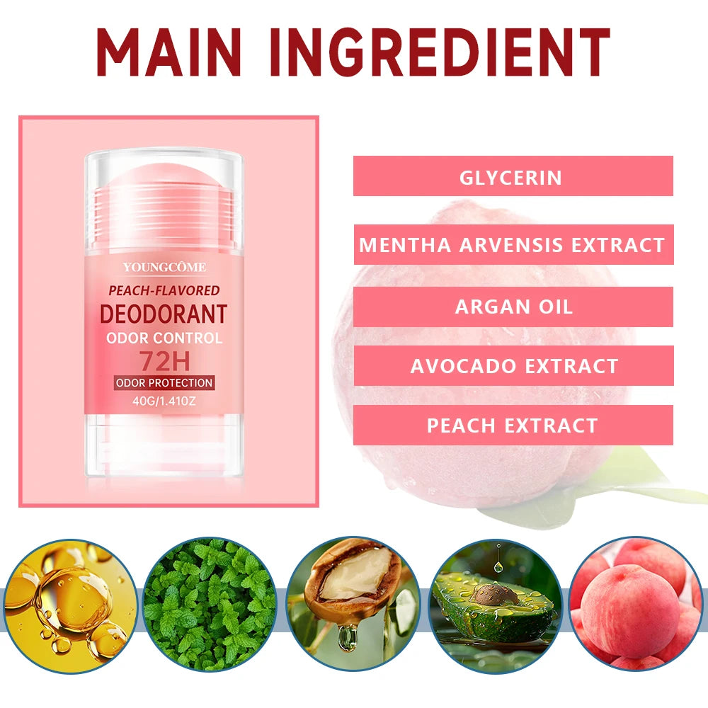 Women's Peach Vanilla Deodorant Lotion Multiple Fruits Perfume Remove Armpit Odor Underarm Atmosphere Long Lasting Fragrance Quake