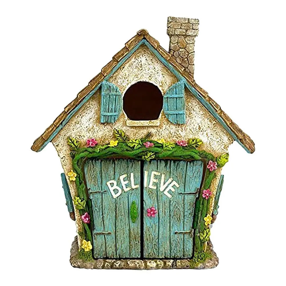 Miniature Fairy Door Figurines Statues for Outdoor Yard Art Garden Tree Decor Accessories With Engraved Design Fairy Garden Door Quake Style C
