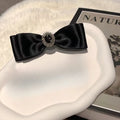 New Semi-tie Ponytail Hairpin Back Head Luxury Rhinestone Bow Hairpin Girl Headdress Spring Clip Quake Black