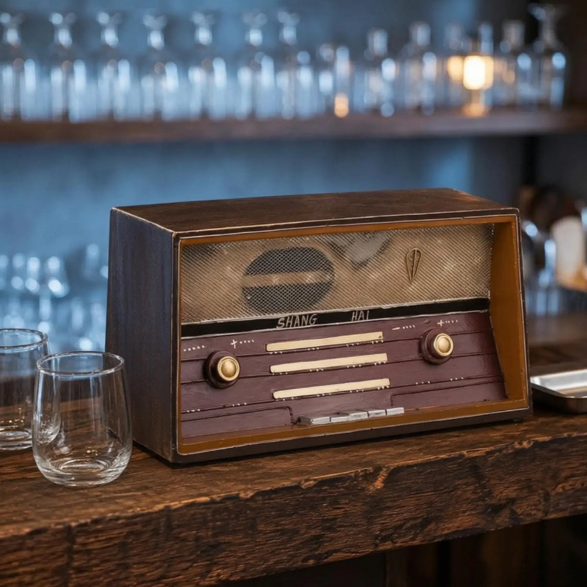 Decor Nostalgic Iron Decorative Radio with Speaker Grille for Rods Quake